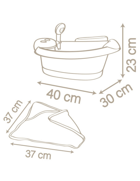 Cadita pentru papusa Smoby Baby Nurse Baleno Bath roz cu