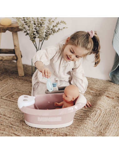 Cadita pentru papusa Smoby Baby Nurse Baleno Bath roz cu