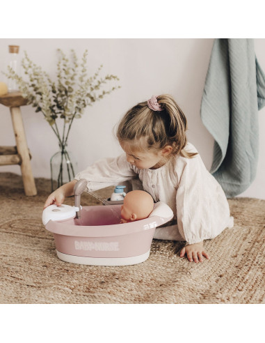 Cadita pentru papusa Smoby Baby Nurse Baleno Bath roz cu