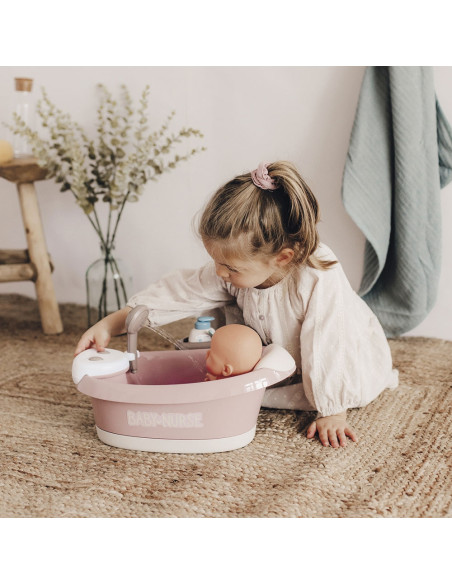 Cadita pentru papusa Smoby Baby Nurse Baleno Bath roz cu