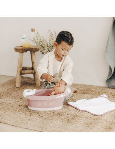 Cadita pentru papusa Smoby Baby Nurse Baleno Bath roz cu