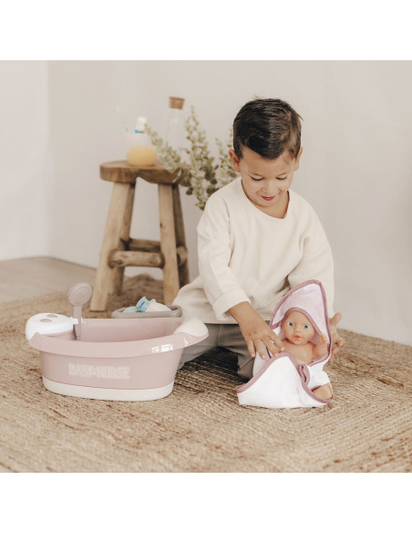 Cadita pentru papusa Smoby Baby Nurse Baleno Bath roz cu