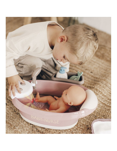Cadita pentru papusa Smoby Baby Nurse Baleno Bath roz cu