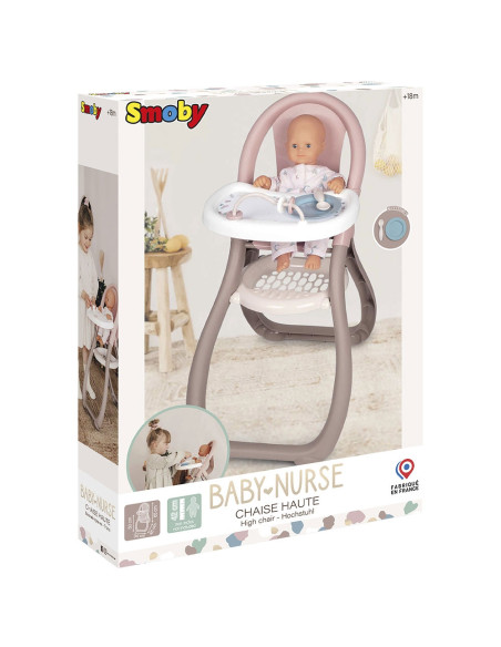 Scaun de masa pentru papusi Smoby Baby Nurse maro,S7600220370