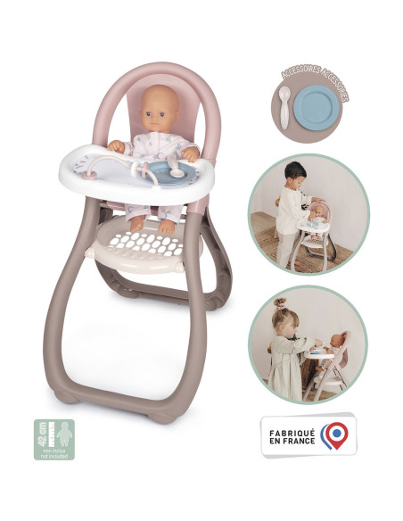 Scaun de masa pentru papusi Smoby Baby Nurse maro,S7600220370