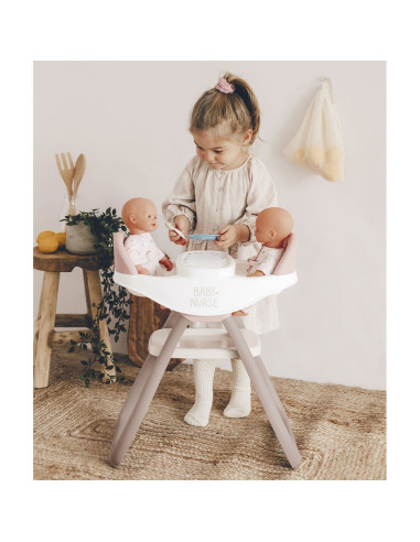 Scaun de masa pentru papusi Smoby Baby Nurse Twin 2 in 1
