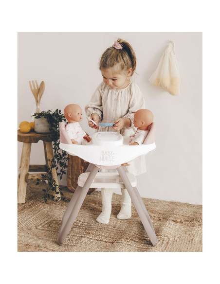 Scaun de masa pentru papusi Smoby Baby Nurse Twin 2 in 1