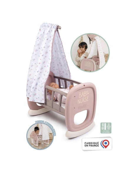 Leagan pentru papusa Smoby Baby Nurse Cradle maro cu