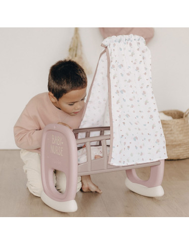 Leagan pentru papusa Smoby Baby Nurse Cradle maro cu
