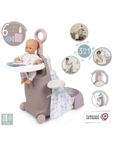 Valiza multifunctionala pentru papusi Smoby Baby Nurse 3 in 1