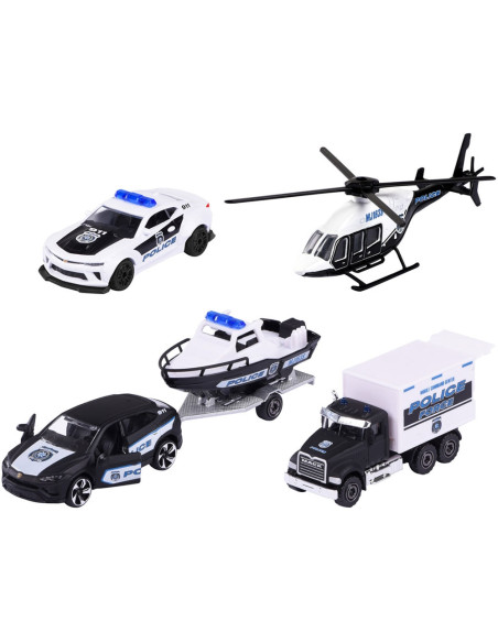 Set masinute Majorette Police Force cu 5 vehicule de