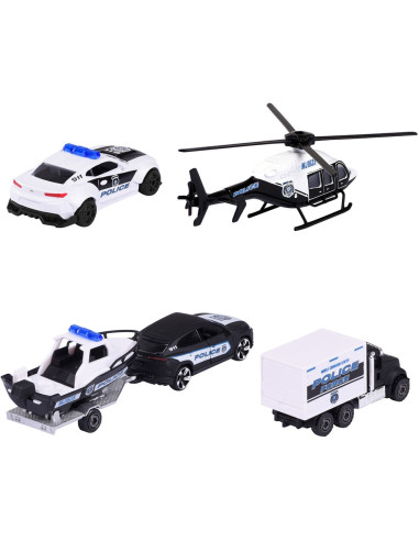 Set masinute Majorette Police Force cu 5 vehicule de