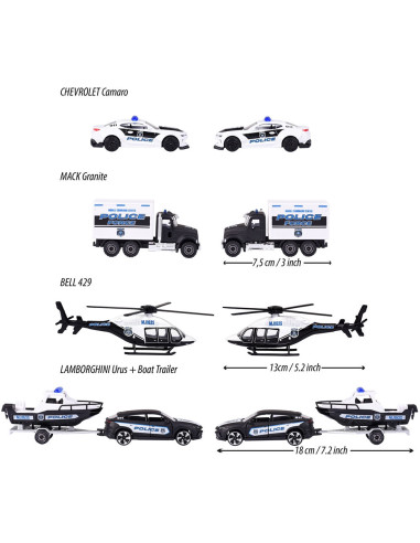 Set masinute Majorette Police Force cu 5 vehicule de