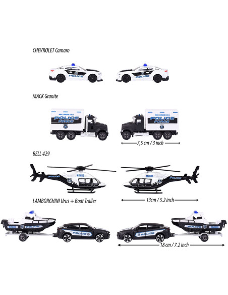 Set masinute Majorette Police Force cu 5 vehicule de