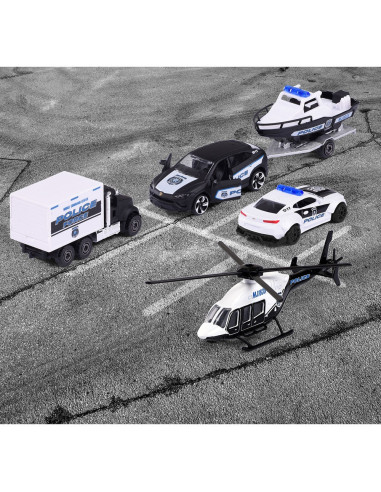 Set masinute Majorette Police Force cu 5 vehicule de