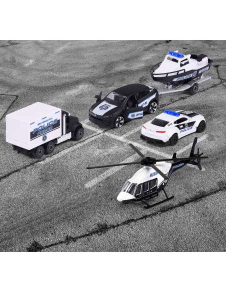 Set masinute Majorette Police Force cu 5 vehicule de