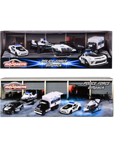 Set masinute Majorette Police Force cu 5 vehicule de