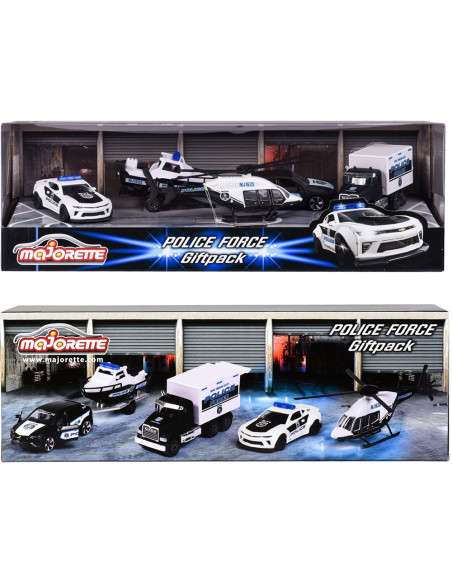Set masinute Majorette Police Force cu 5 vehicule de