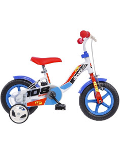 Bicicleta copii Dino Bikes 10' 108 Sport alb si albastru cu