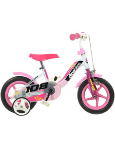 Bicicleta copii Dino Bikes 10' 108 Sport alb si roz cu
