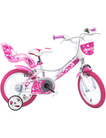 Bicicleta copii Dino Bikes 16' Little Heart alb si