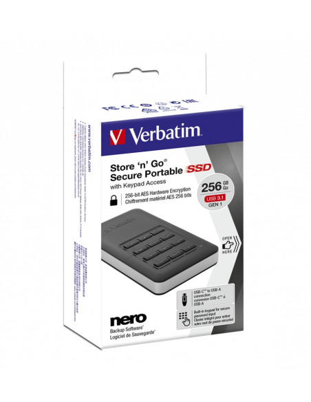 SSD. Externe Verbatim STORE N GO SSD G1 256GB, "53402" (include