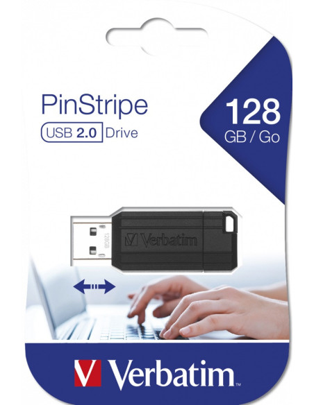 MEMORII USB Verbatim 2.0 PINSTRIPE 128GB BLACK, "49071"