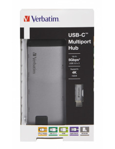 HUB extern VERBATIM, Gigabit LAN x 1, USB 3.0 x 3, HDMI x 1 2
