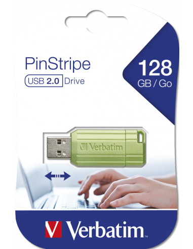 USB DRIVE 2.0 PINSTRIPE 128GB STORE N GO EUCALYPTUS GREEN