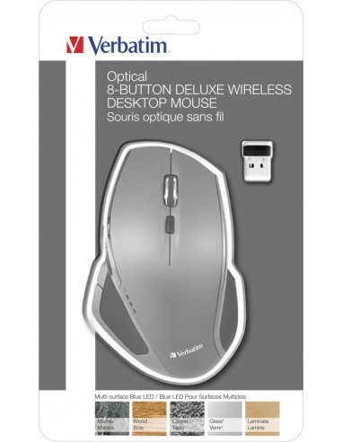 WIRELESS DESKTOP MOUSE DELUXE 8 BUTTON BLUE LED "49041"