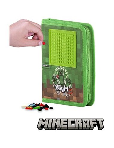 Set scoala PIXIE - Ghiozdan, Penar 1 fermoar, Breloc, 4 rezerve pixie, Alfabet pixie,  Motiv Minecraft 5 