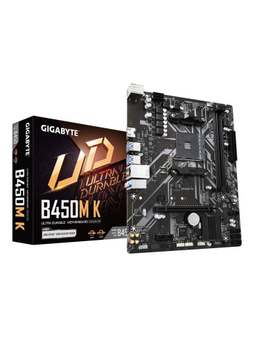 GIGABYTE  Main Board Desktop B450M K (AM4,2 x DDR4,HDMI,GLAN,PCI Express x16, PCI Express x1,M.2,4 x SATAIII,2x USB3.2 Gen1,6x U