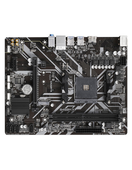 GIGABYTE  Main Board Desktop B450M K (AM4,2 x DDR4,HDMI,GLAN,PCI Express x16, PCI Express x1,M.2,4 x SATAIII,2x USB3.2 Gen1,6x U