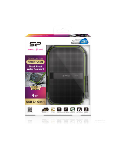 HDD Portabil SP Armor A60 4TB USB 3.2 NEGRU "SP040TBPHDA60S3K" (include TV 0.8lei)