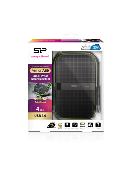 HDD Portabil SP Armor A60 4TB USB 3.2 NEGRU "SP040TBPHDA60S3K" (include TV 0.8lei)