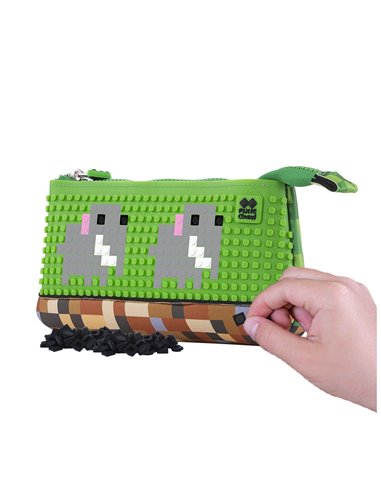 Penar etui Pixie Crew, cu un fermoar, Multicolor, Motiv Minecraft, 20.3 x 12 x 3.7 cm