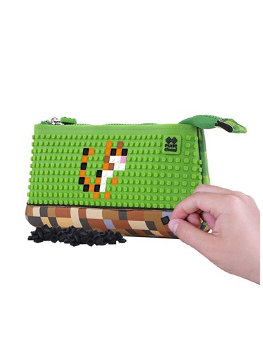Penar etui Pixie Crew, cu un fermoar, Multicolor, Motiv Minecraft, 20.3 x 12 x 3.7 cm