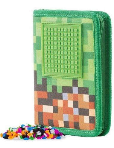 Set scoala PIXIE- Ghiozdan, Penar 1 fermoar, Planseta plastelina, Bratara, 4 rezerve, Motiv Minecraft 7 