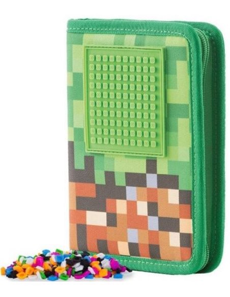 Set scoala PIXIE- Ghiozdan, Penar 1 fermoar, Planseta plastelina, Bratara, 4 rezerve, Motiv Minecraft 7 