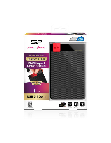 HDD extern portabil Silicon Power Diamond D30 1TBultra slim USB 3.1 negru "SP010TBPHDD3SS3K" (include TV 0.8lei)
