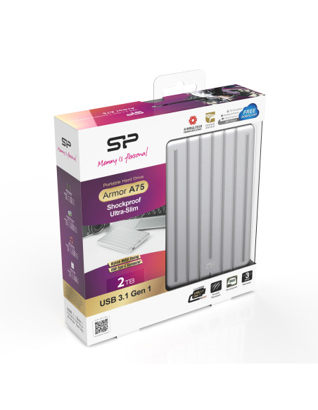 HDD extern portabil Silicon Power Armor A75 2TBmilitary grade shockproof USB 3.1 Gen1   Type-C "SP020TBPHDA75S3S" (include TV 0.