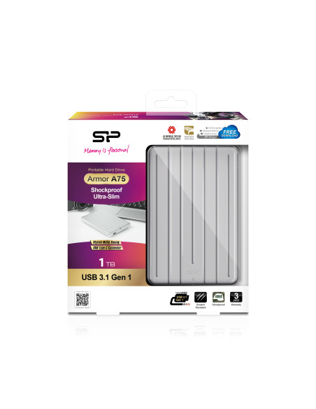 HDD extern portabil Silicon Power Armor A75 1TBmilitary grade shockproof USB 3.1 Gen1   Type-C "SP010TBPHDA75S3S" (include TV 0.