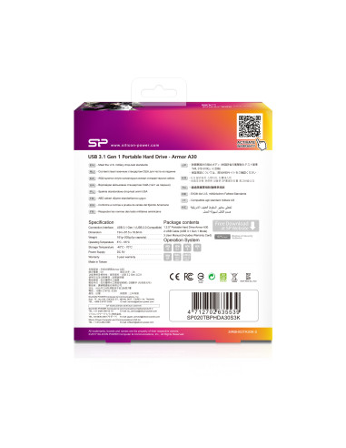 HDD extern portabil Silicon Power Armor A30 2TBAnti-shock USB 3.0 negru "SP020TBPHDA30S3K" (include TV 0.8lei)