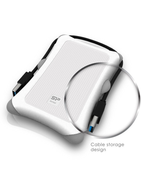 HDD extern portabil Silicon Power Armor A30 2TBAnti-shock USB 3.0 alb "SP020TBPHDA30S3W" (include TV 0.8lei)