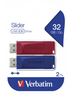 USB DRIVE 2.0 STORE N GO SLIDER 2 X 32GB (RED / BLUE) "49327"