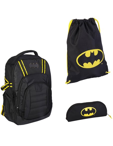 Set scoala Batman 01 - Ghiozdan, Penar Etui si Sac de incaltaminte