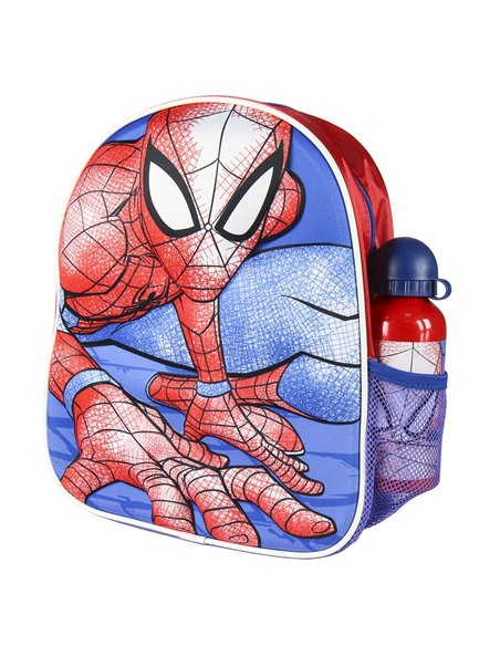 Ghiozdan gradinita 3D, Motiv Spiderman cu sticla de apa 