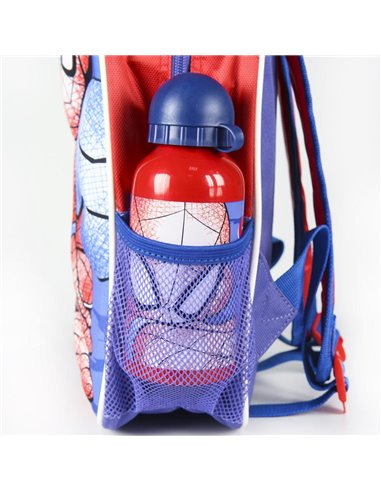 Ghiozdan gradinita 3D, Motiv Spiderman cu sticla de apa 