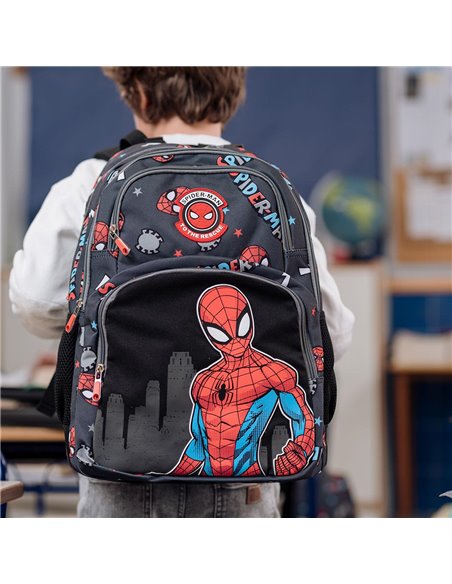 Set scoala Spiderman - Ghiozdan si Penar Echipat cu 3 fermoare