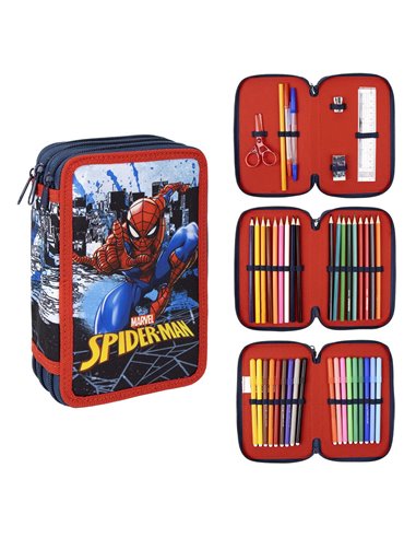 Set scoala Spiderman - Ghiozdan si Penar Echipat cu 3 fermoare